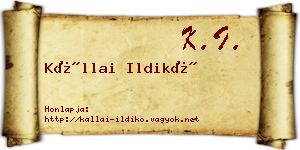 Kállai Ildikó névjegykártya